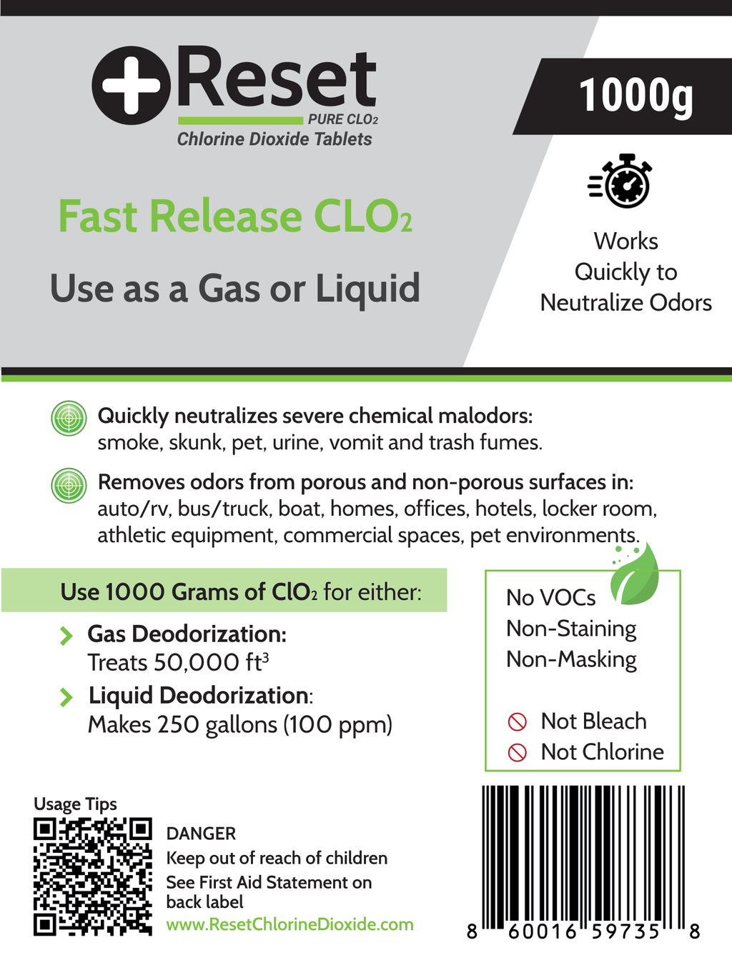 Reset Black Pak 1000g front label