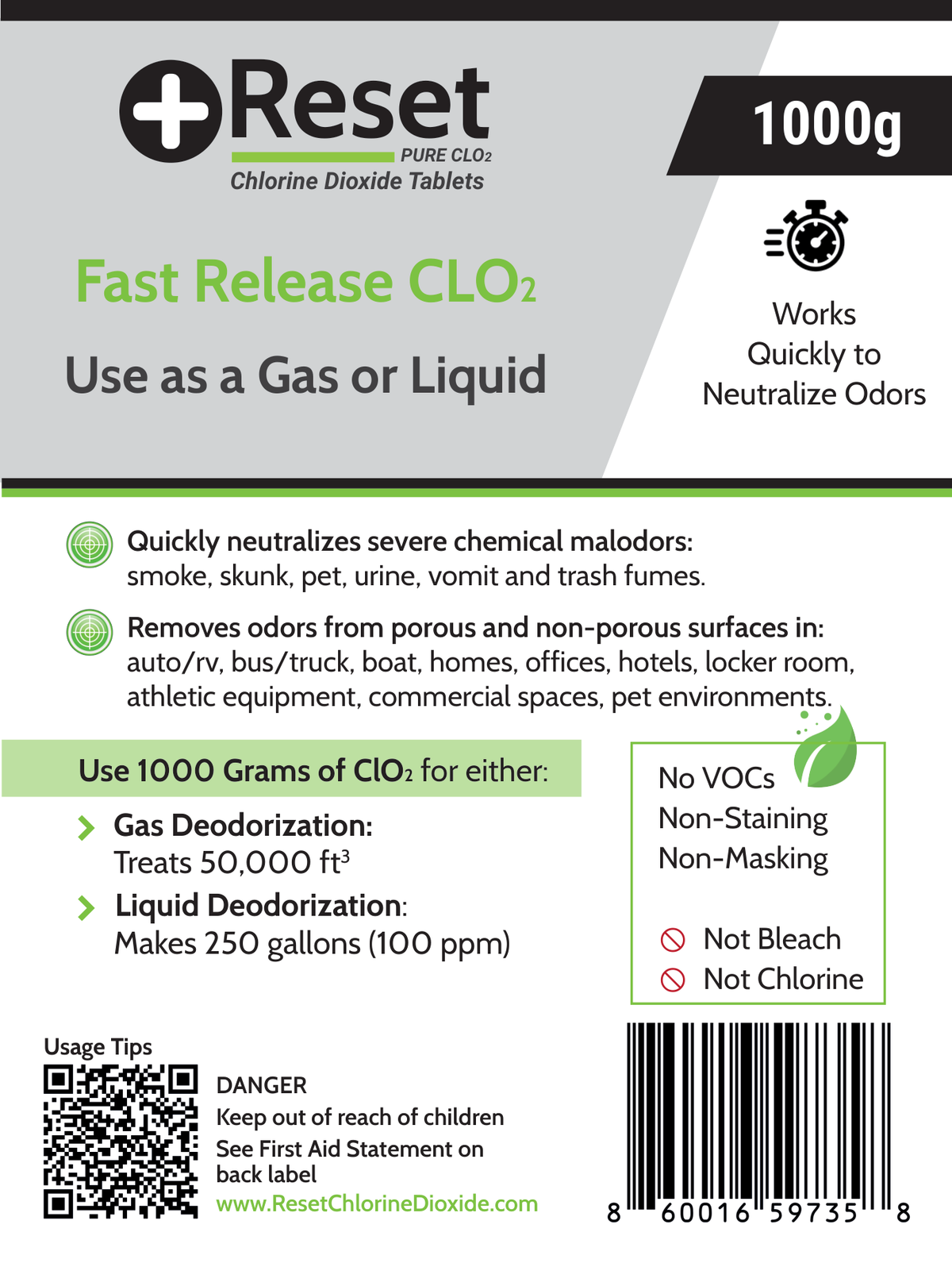 Reset Black Pak 1000g front label