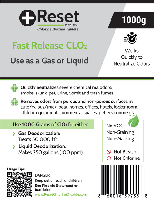 Reset Black Pak 1000g front label