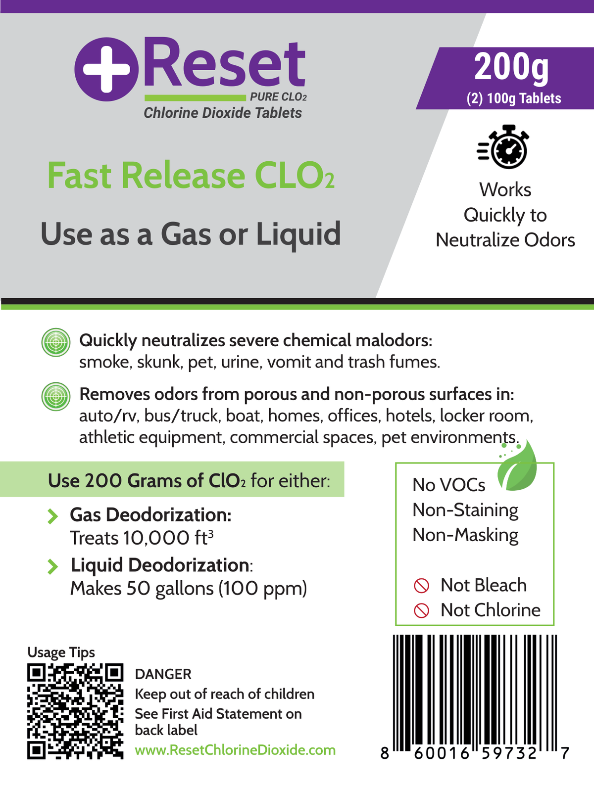 Reset Purple Pak 200g front label